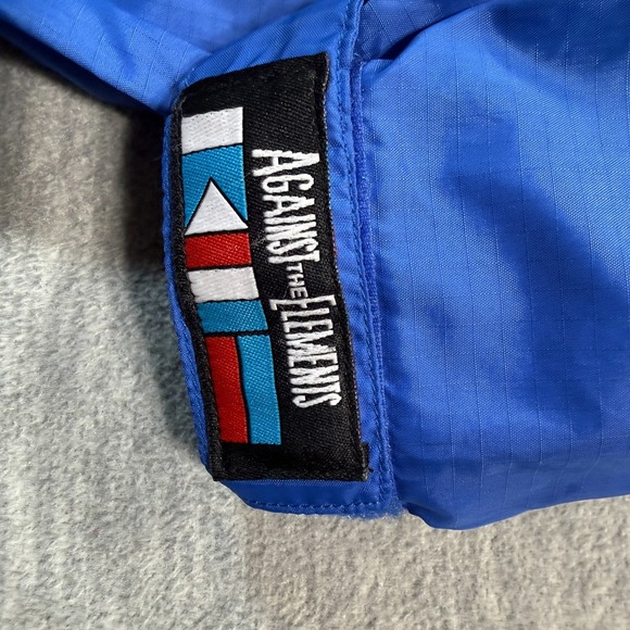 Against The Elements Jacket Mens Medium Blue Hooded Pullover Windbreaker Nylon - Picture 4 of 7